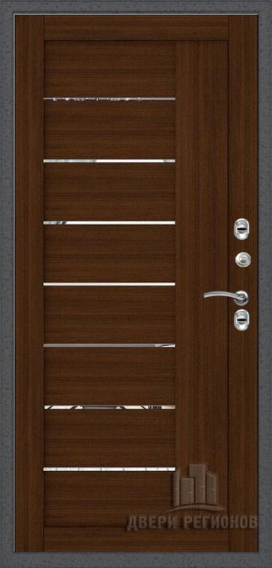 Входная дверь Regidoors Термо 3 Серебро LIGHT 2110 с зеркалом "Орех вельвет" - второе изображение